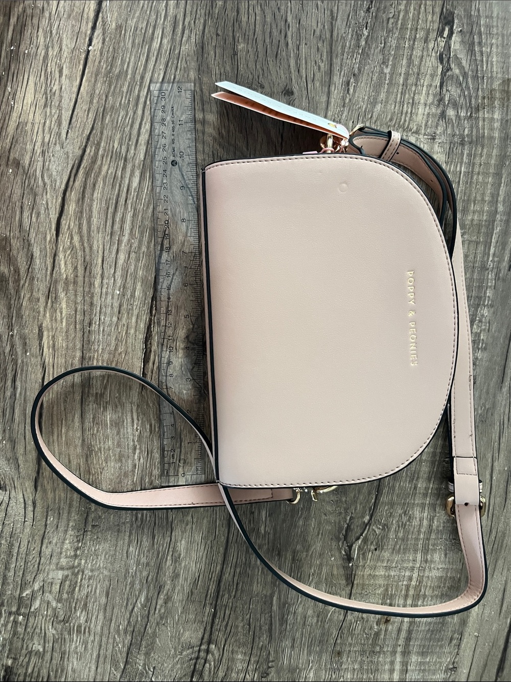 Poppy & Peonies Half Moon Crossbody Bag NWT Blush Vegan Leather